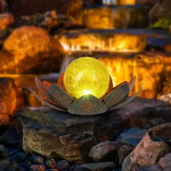 Globo Dekorationsbelysning|Solcellelamper>33655 LED-solcellelampe, blomst, Ø 22 cm