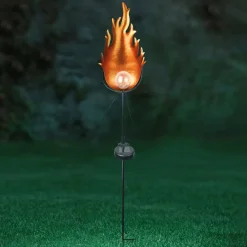 33472 LED-solcellelampe med metalflamme^Globo Outlet