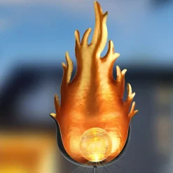 33472 LED-solcellelampe med metalflamme^Globo Outlet