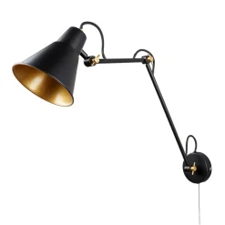 Searchlight 7403 væglampe med 3 led, sort, guld