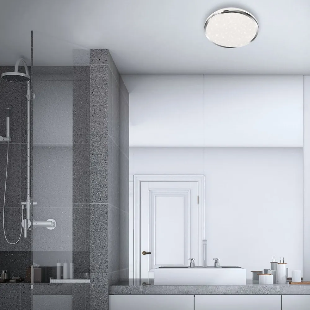 Briloner Loftlamper|Loftlamper>Acorus LED-loftslampe, IP44, stjernedekor, Ø 28 cm