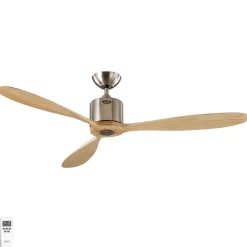 CasaFan Aeroplan Eco loftventilator, krom, lyst træ