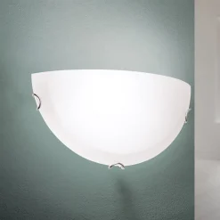 ORION Væglamper|Væglamper>Agada væglampe, opalglas, krom, halvcirkelformet