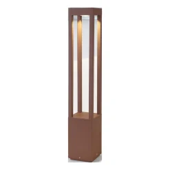 FARO BARCELONA Agra LED-gadelampe, rustbrun, aluminium/glas, højde 65 cm
