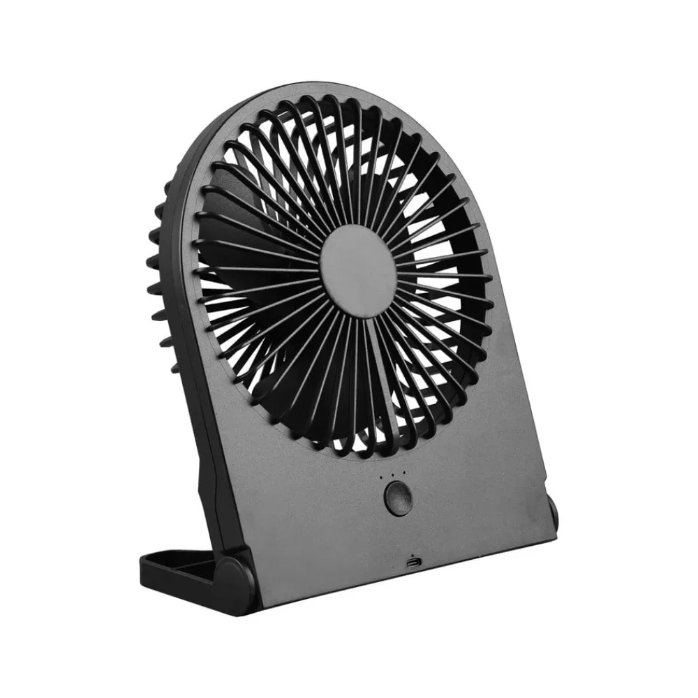 Reality Leuchten Akku-bordventilator Breezy, sort, støjsvag