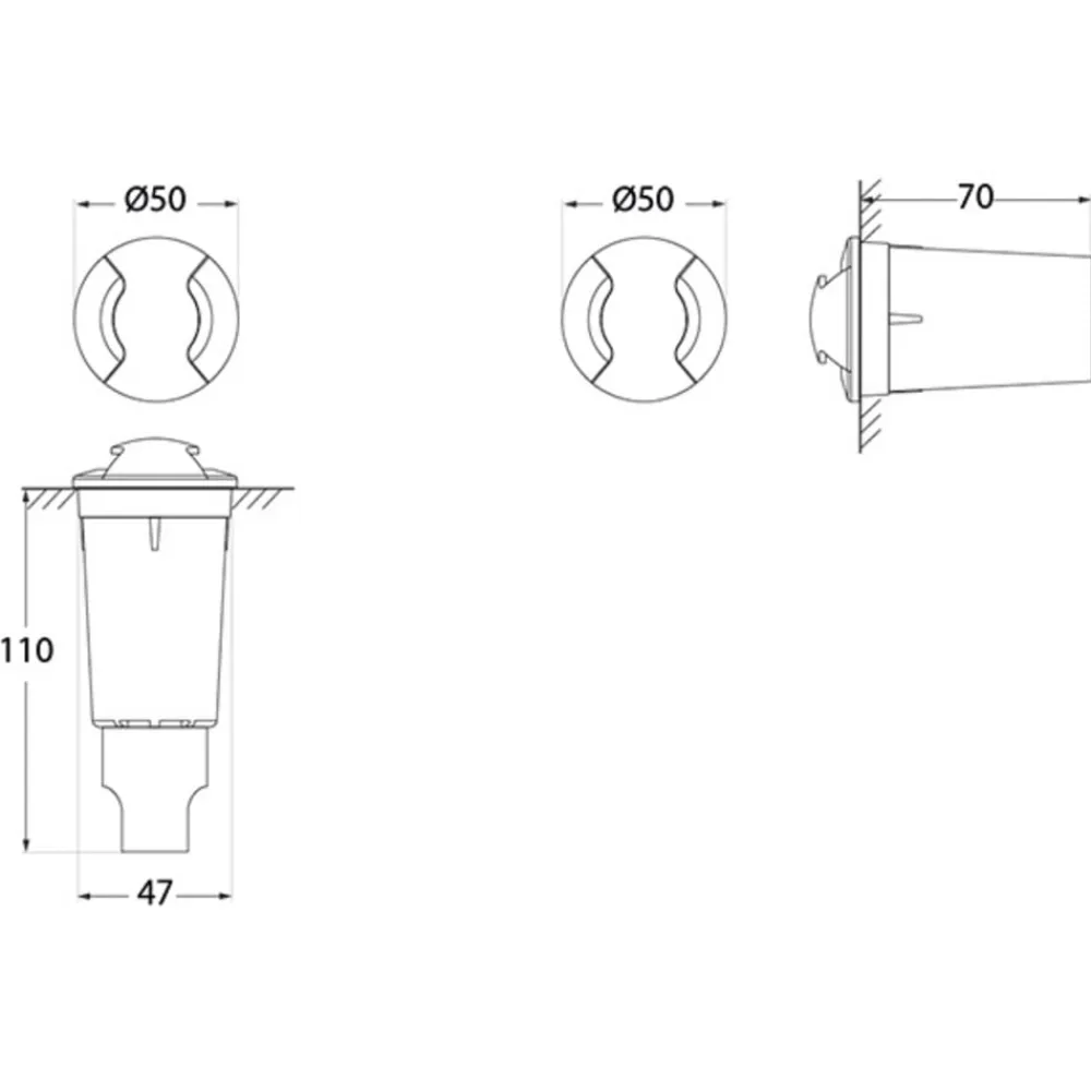 Fumagalli Nedgravet Udebelysning|Udendørs Spot>Aldo 2L LED indbygningslampe, sort/klar 3.000 K