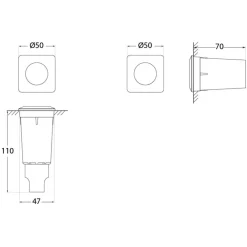 Aldo LED indbygningslampe kantet sort/klar 3.000 K^Fumagalli Outlet