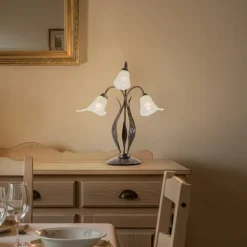 ONLI Alga bordlampe, 3 lyskilder, jern, glas, florentinsk