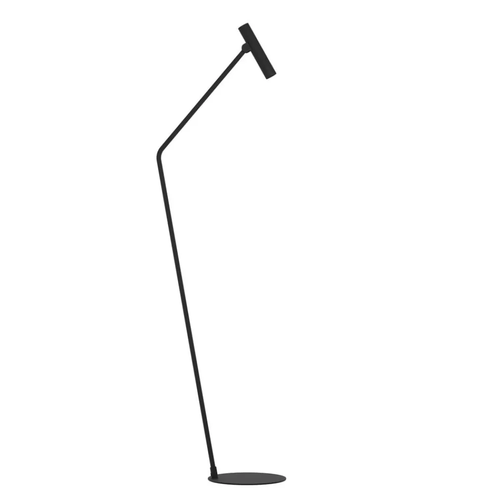 EGLO Almudaina LED-gulvlampe, sort, højde 157 cm, stål