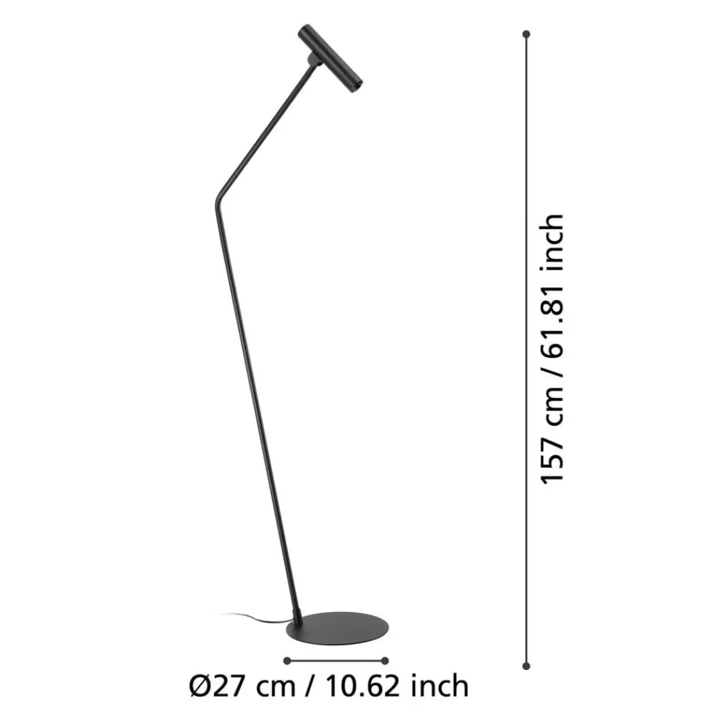 EGLO Almudaina LED-gulvlampe, sort, højde 157 cm, stål
