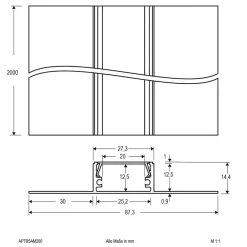 Alu mørtelfri profil 200cm med opal afdækning^EVN Clearance