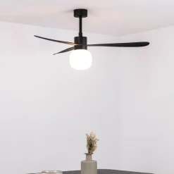 FARO BARCELONA Loftventilatorer>Amelia Ball loftventilator, LED-lampe, sort