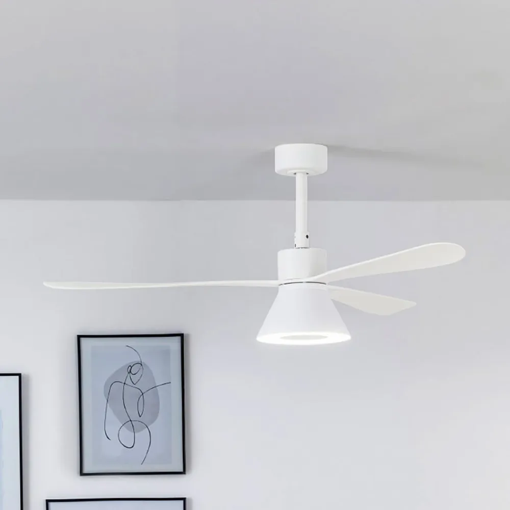 FARO BARCELONA Loftventilatorer>Amelia Cone loftventilator med LED-lampe, hvid