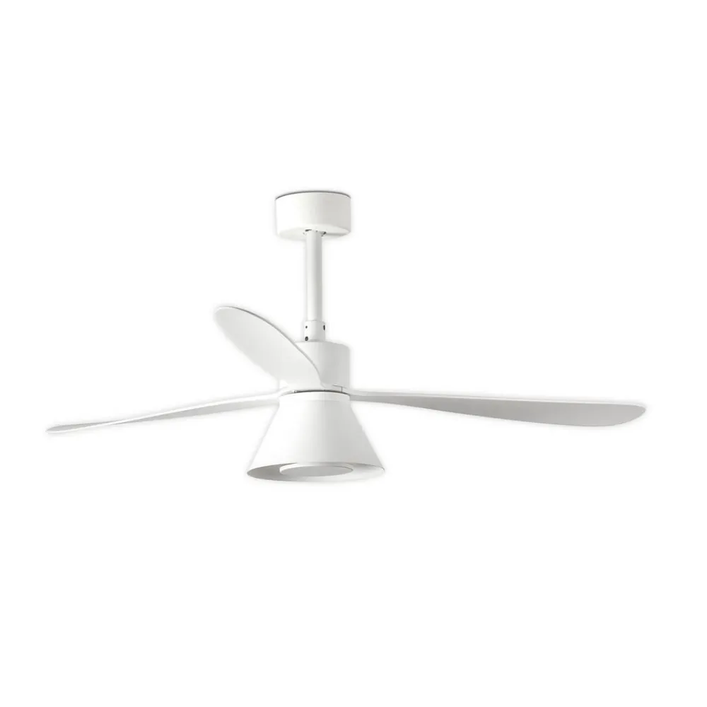 FARO BARCELONA Loftventilatorer>Amelia Cone loftventilator med LED-lampe, hvid