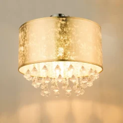 Amy loftlampe med akrylkrystaller, bladguld^Globo Sale