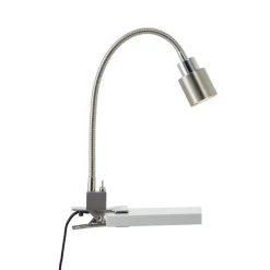 Brilliant Andres bordlampe med klemme, fleksibel hals nikkel
