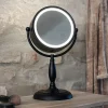 Markslöjd Ansigtsbordspejl med lys, sort, metal, højde 36 cm