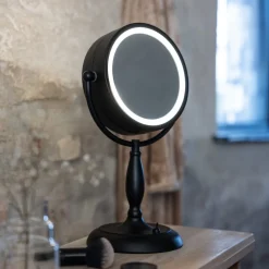 Markslöjd Ansigtsbordspejl med lys, sort, metal, højde 36 cm