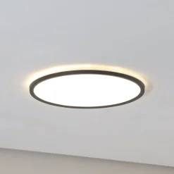 TK Lighting Aqua LED-panel, Ø 40 cm, sort, metal/plast, CCT dæmpbar