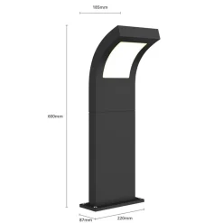 Arcchio Advik LED-vejlampe, IP65, 60 cm, antracit, metal