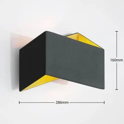 Arcchio Assona væglampe, sort-guld