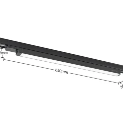 Arcchio Harlow LED-skinnelampe, sort, 69 cm, 3.000 K