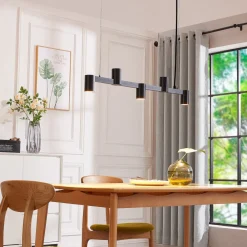 Arcchio hængelampe Brinja, sort, 120 cm, 5 lyskilder, GU10