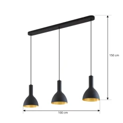 hængelampe Cosmina, 3 lyskilder, længde 90 cm, sort^Arcchio Clearance