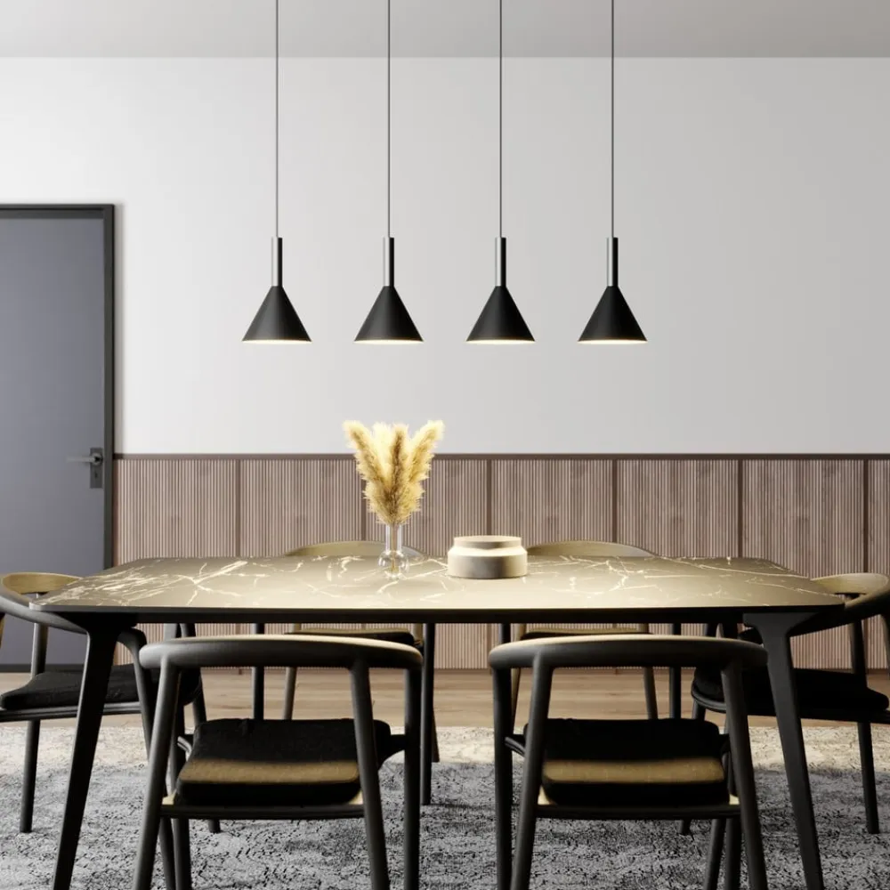 Hængelampe Tadej, 4 lyskilder, sort-hvid, metal, E27^Arcchio Discount