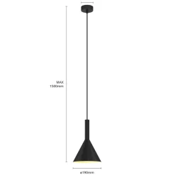 hængelampe Tadej, sort-hvid, Ø 19 cm, metal, E27^Arcchio Best