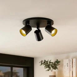 Arcchio Iavo-loftspot, rund, 3 lyskilder, sort