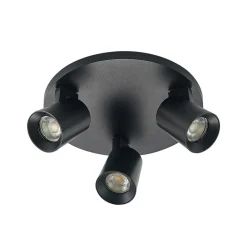 Arcchio Iavo-loftspot, rund, 3 lyskilder, sort