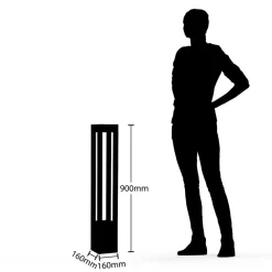 LED pullert Lienna, 90 cm, grå, metal, IP65^Arcchio Online