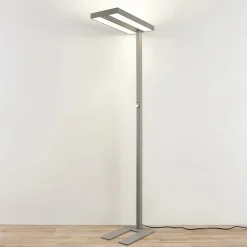 Arcchio LED-gulvlampe Logan Pro, sølv, sensor, dæmpbar