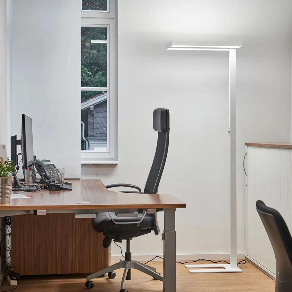 Arcchio LED-gulvlampe Logan Basic, hvid, 6.000 lm, dæmpbar