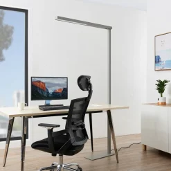 Arcchio LED-gulvlampe til kontor Tamilo, sølv, metal, 194 cm