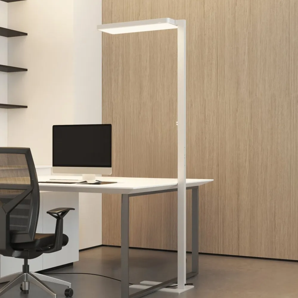 Arcchio LED-gulvlampe Timon, 195 cm, hvid, 54 W, aluminium