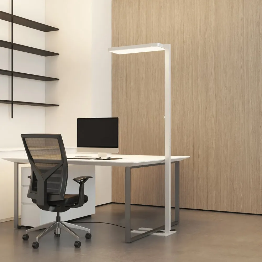 Arcchio LED-gulvlampe Timon, 195 cm, hvid, 54 W, aluminium