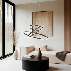 Arcchio Pendellamper|Pendellamper>LED-hængelampe Albiona, sort, 3 ringe, Ø 80 cm