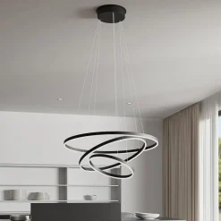 Arcchio Pendellamper|Pendellamper>LED-hængelampe Albiona, sort, 3 ringe, Ø 80 cm