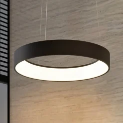 LED-hængelampe Aleksi, Ø 60 cm, sort, metal, CCT^Arcchio Best