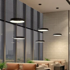 LED-hængelampe Aleksi, Ø 60 cm, sort, metal, CCT^Arcchio Best