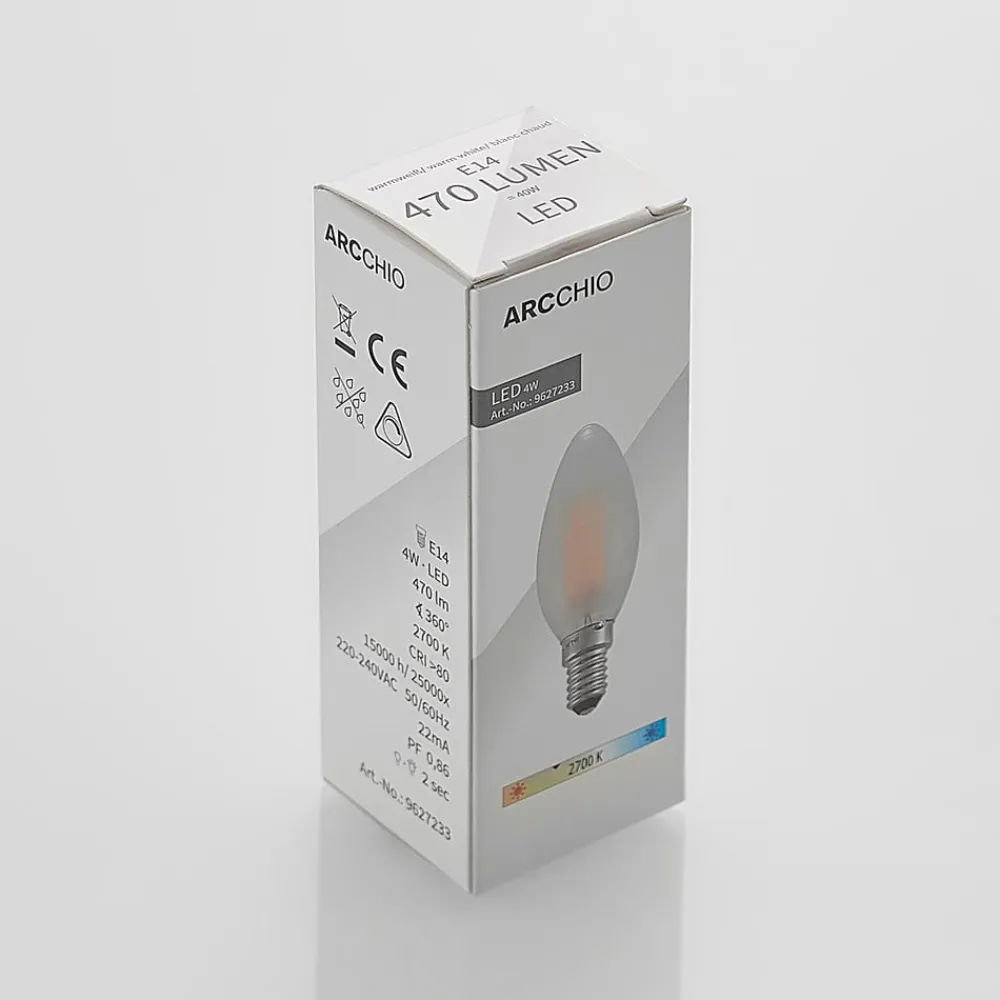 Arcchio Dæmpbar Led-Pære|Led Pærer>LED-kertepære E14, 4 W, 2.700 K, dæmpbar, sæt med 5 stk