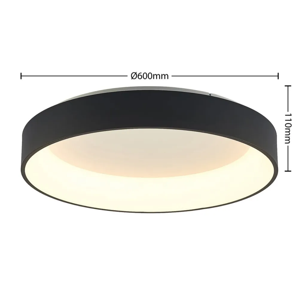 Arcchio LED-loftlampe Aleksi, Ø 60 cm, sort, metal, CCT
