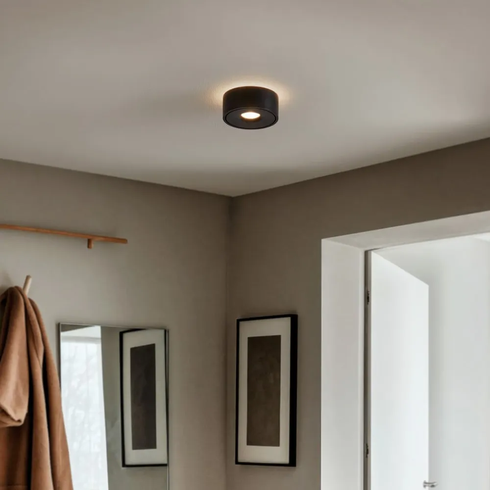 LED-loftlampe Rotari, Ø 12 cm, op & ned, sort^Arcchio Best