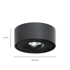 LED-loftlampe Rotari, Ø 12 cm, op & ned, sort^Arcchio Best