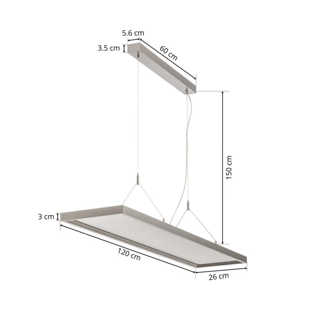 Arcchio Arbejdsrum/Kontor|Pendellamper>LED-pendellampe Dorean, sølv, metal, 120 cm