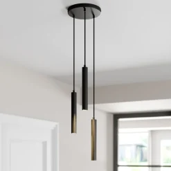 Arcchio LED-pendellampe Franka, 3 lyskilder, Ø 24 cm, sort