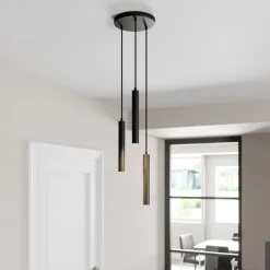 Arcchio LED-pendellampe Franka, 3 lyskilder, Ø 24 cm, sort