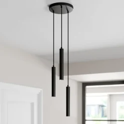 Arcchio LED-pendellampe Franka, 3 lyskilder, Ø 24 cm, sort